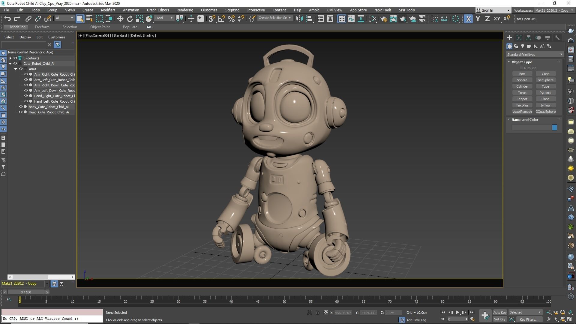 Cute Robot Child Clay Low-poly 3D model_24