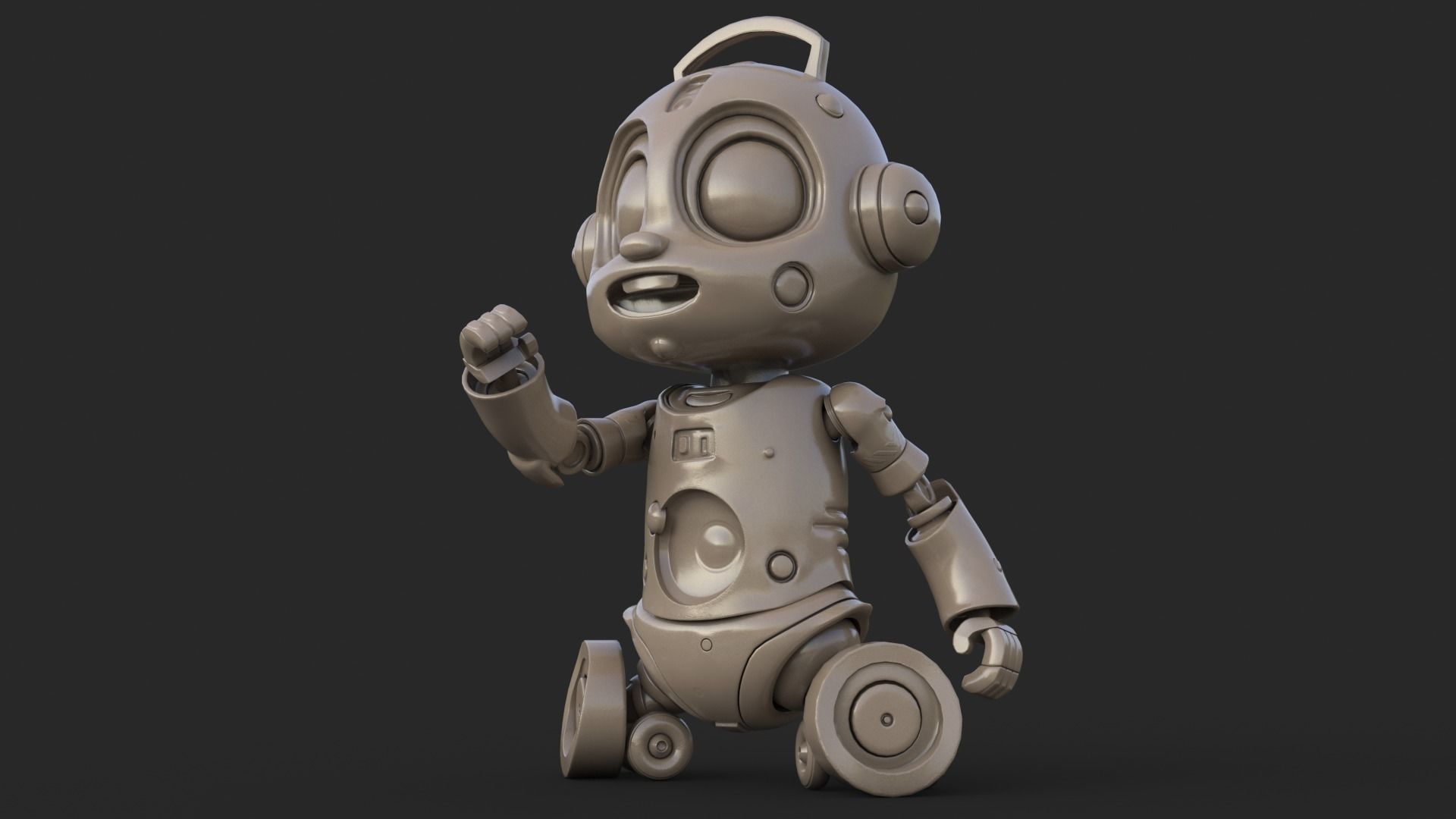 Cute Robot Child Clay Low-poly 3D model_11