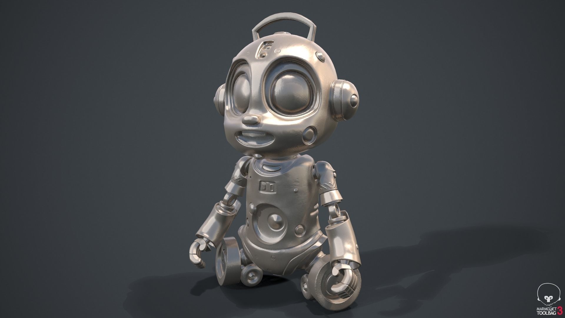 Cute Robot Child Clay Low-poly 3D model_30