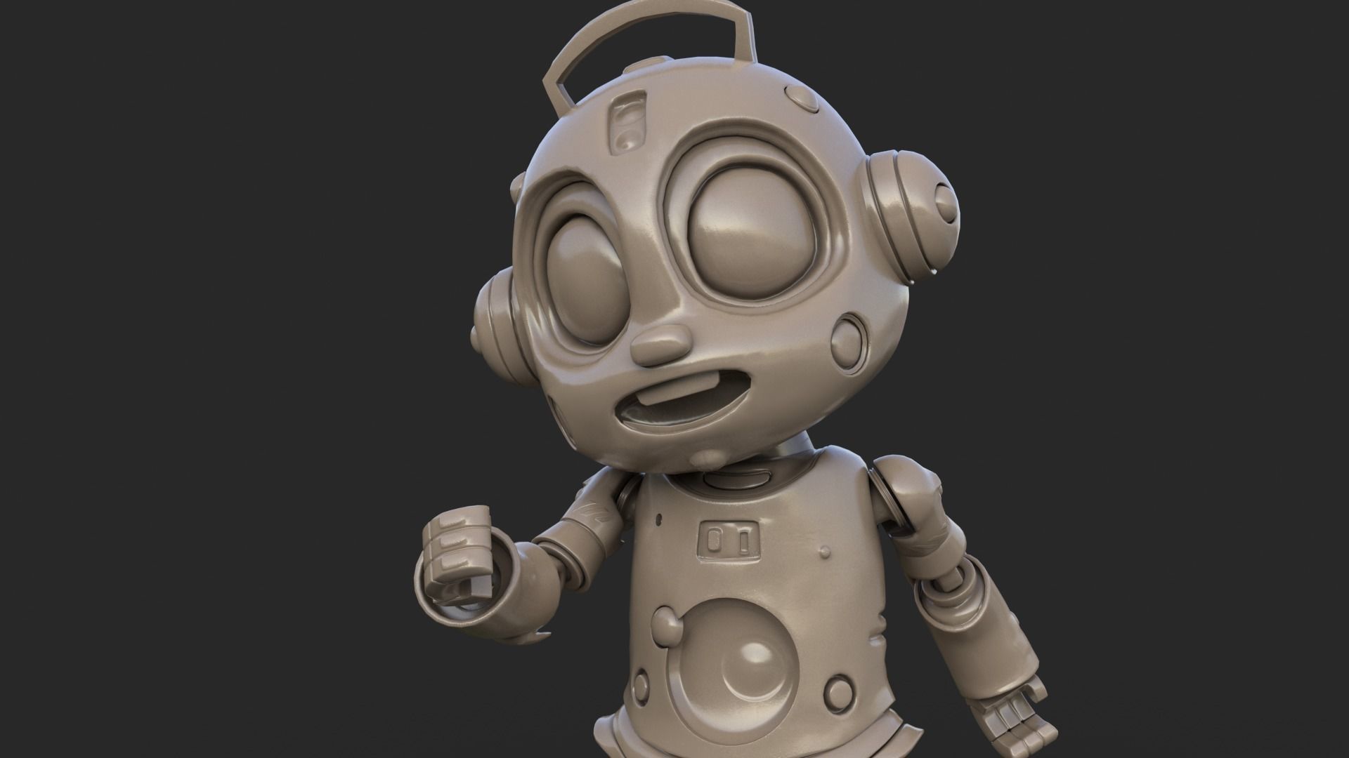 Cute Robot Child Clay Low-poly 3D model_13