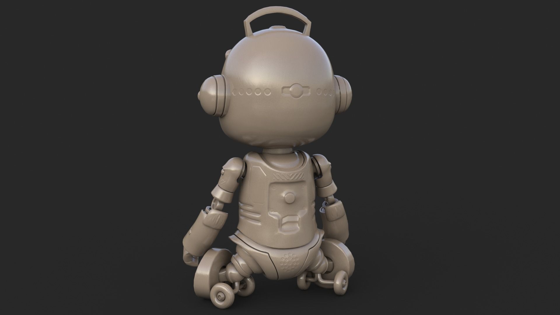 Cute Robot Child Clay Low-poly 3D model_3