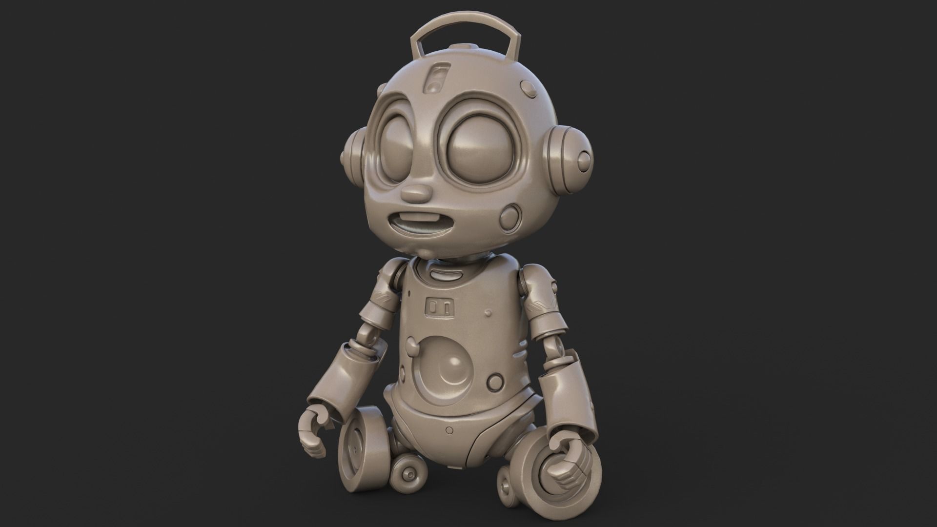 Cute Robot Child Clay Low-poly 3D model_2