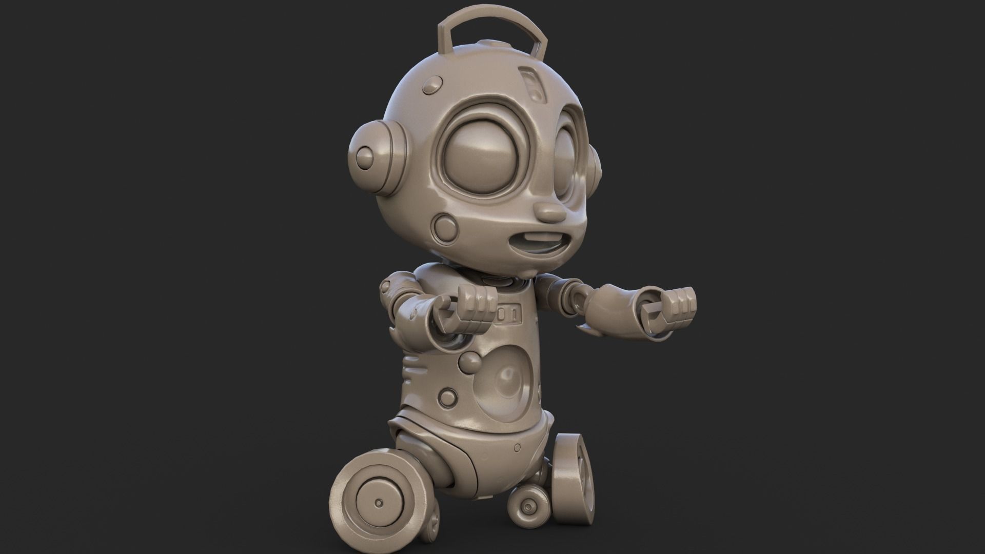 Cute Robot Child Clay Low-poly 3D model_12
