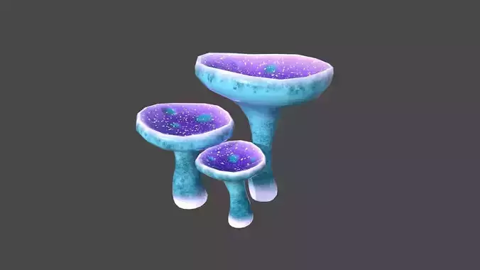 Fantasy Mushroom J01 Purple Blue - Scene Backdrop Design Low-poly 3D model
