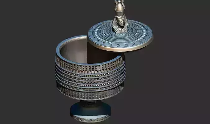Pharaoh Egyptian Round Trinket Box cup 3d print model