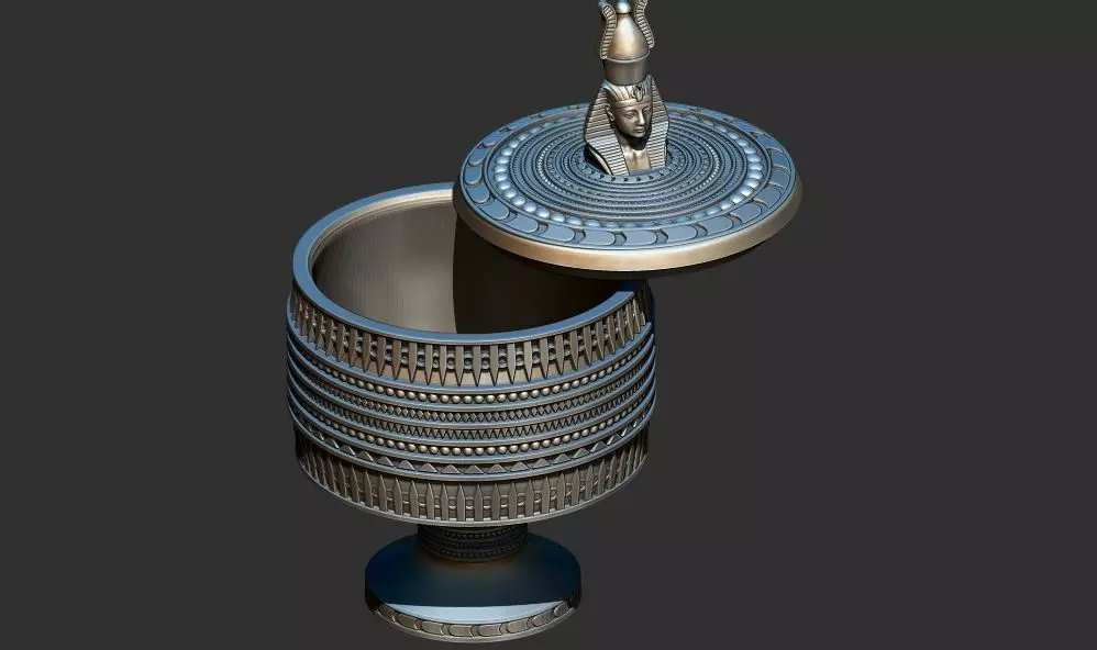 Pharaoh Egyptian Round Trinket Box cup 3d print model 3D print model