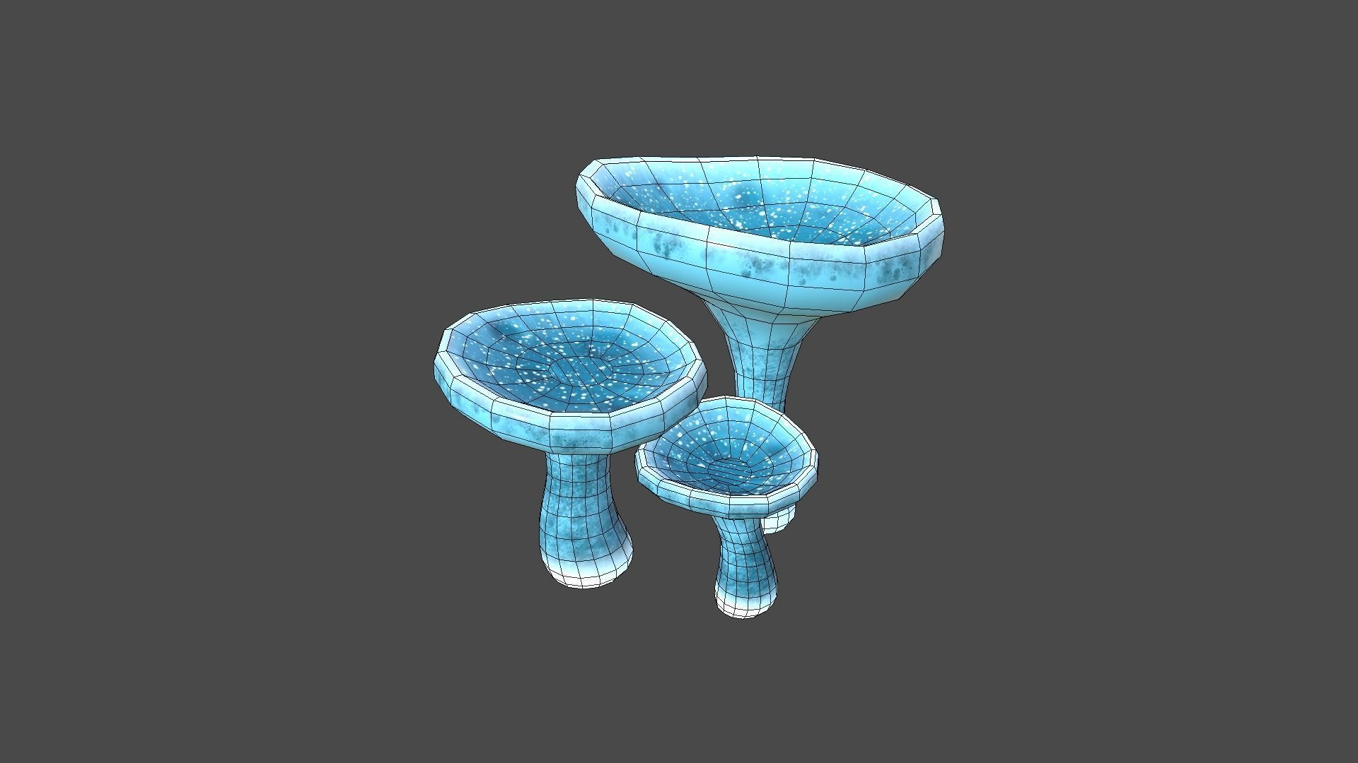 Fantasy Mushroom J02 Blue - Scene Backdrop Design Low-poly 3D model_6