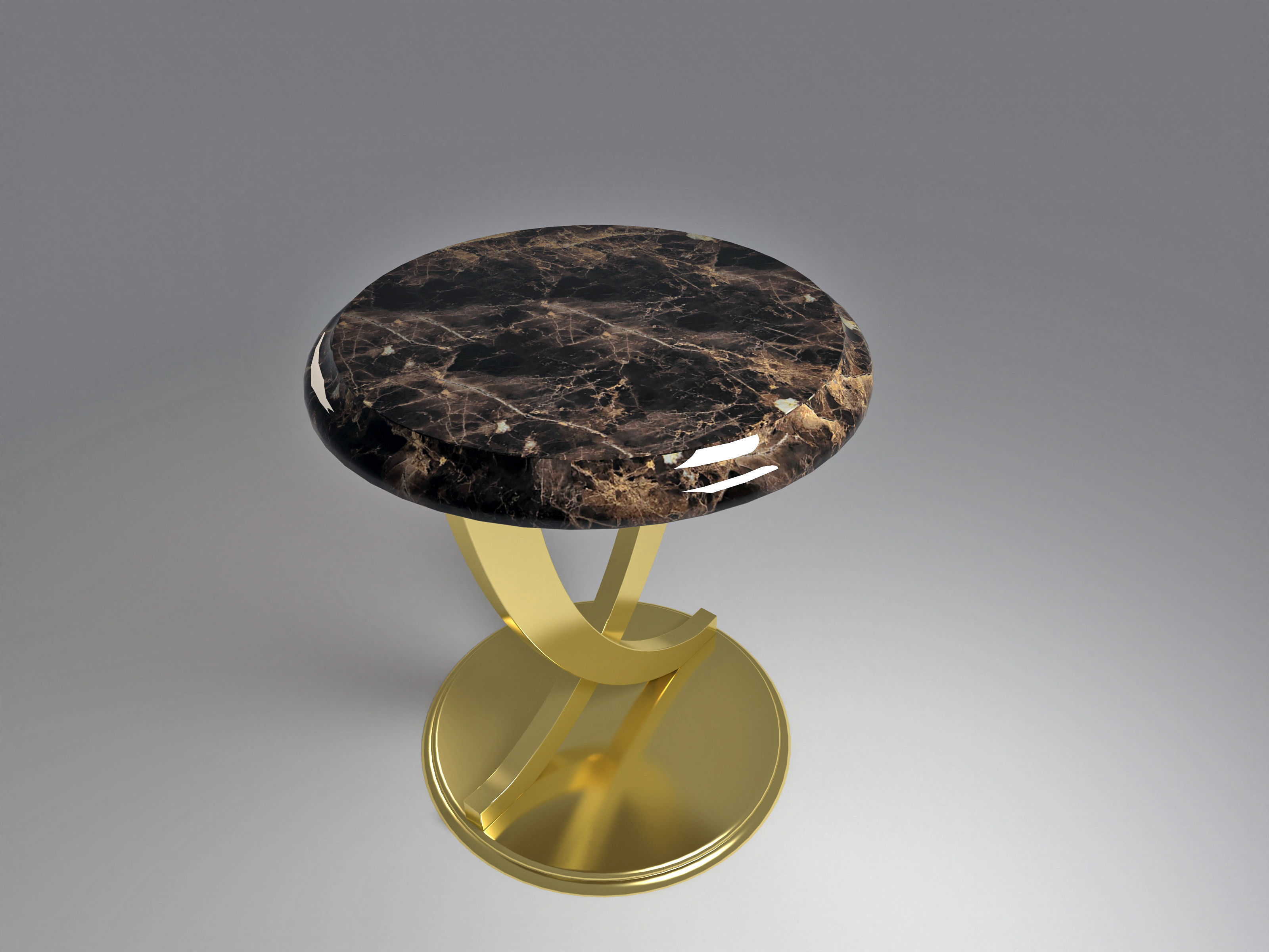 Round luxury small table Low-poly 3D model_1