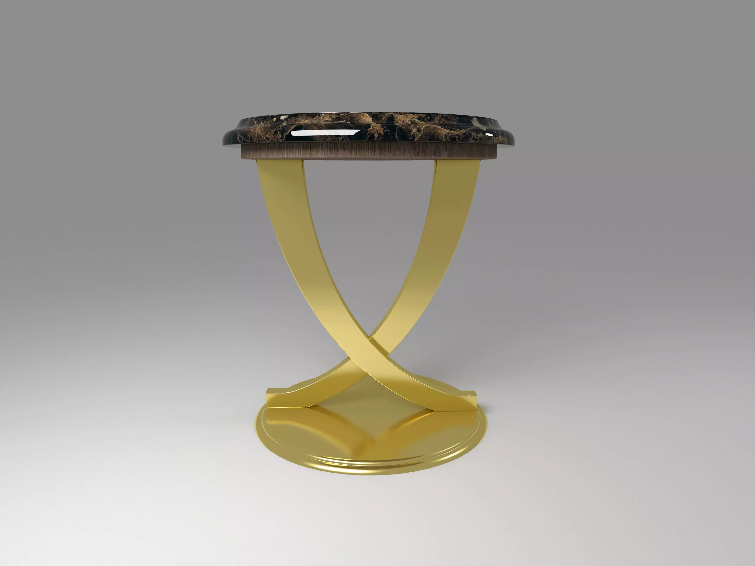 Round luxury small table Low-poly 3D model_0
