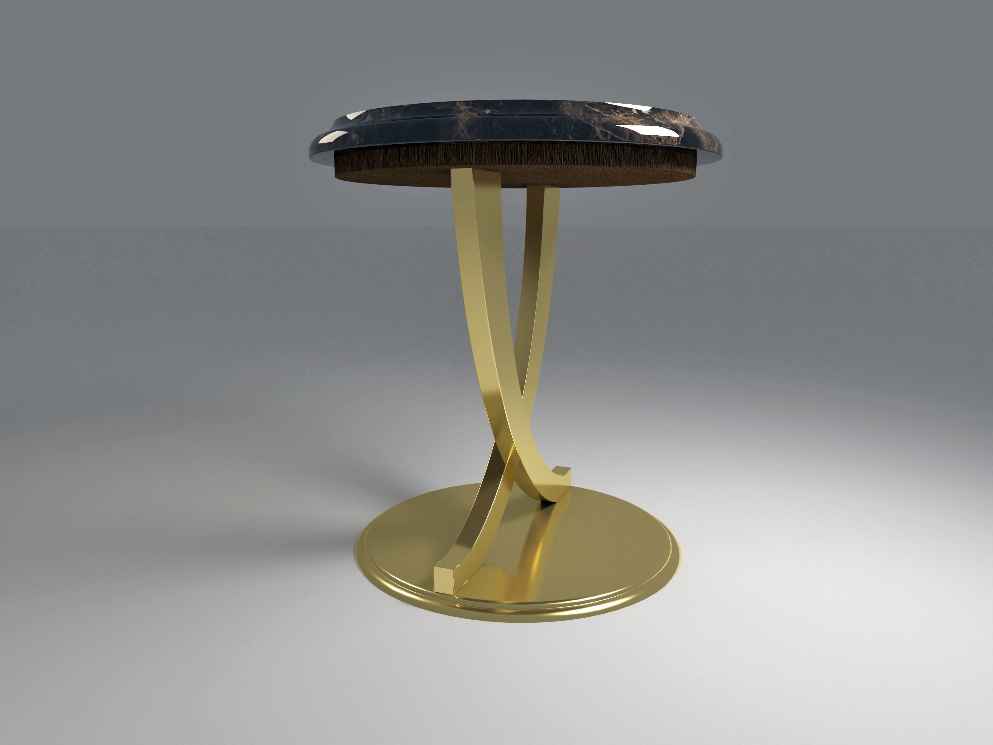 Round luxury small table Low-poly 3D model_2