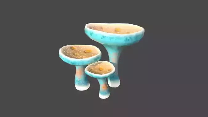 Fantasy Mushroom J05 Blue Orange - Scene Backdrop Design Low-poly 3D model
