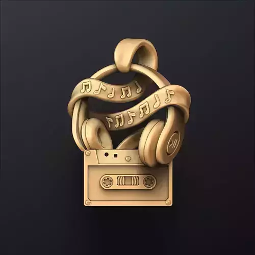 Cassette Tape And Headphones Pendant