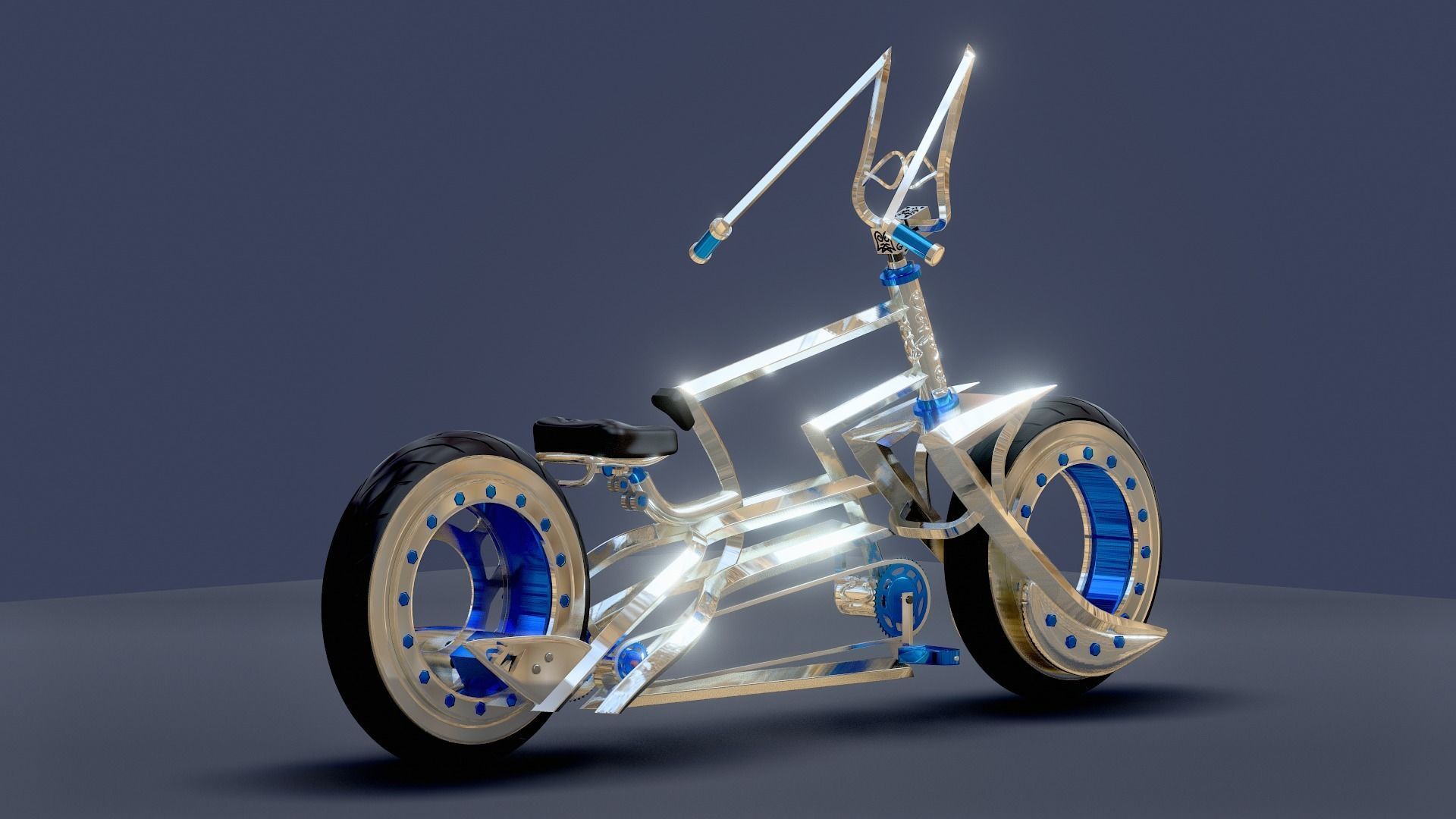 Bike chrome custom Free 3D model_1