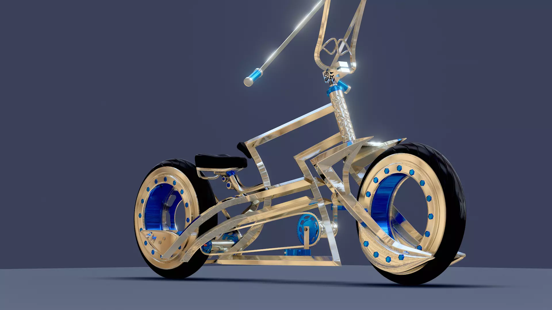 Bike chrome custom Free 3D model_0