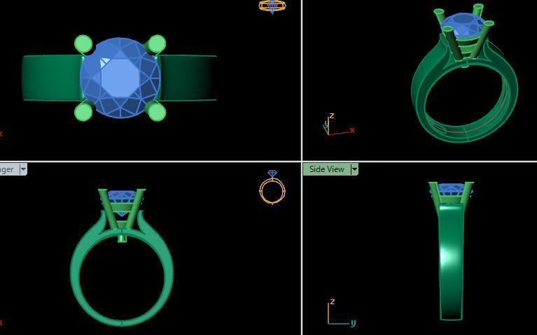 solitair ring for daimonds 3D print model_12