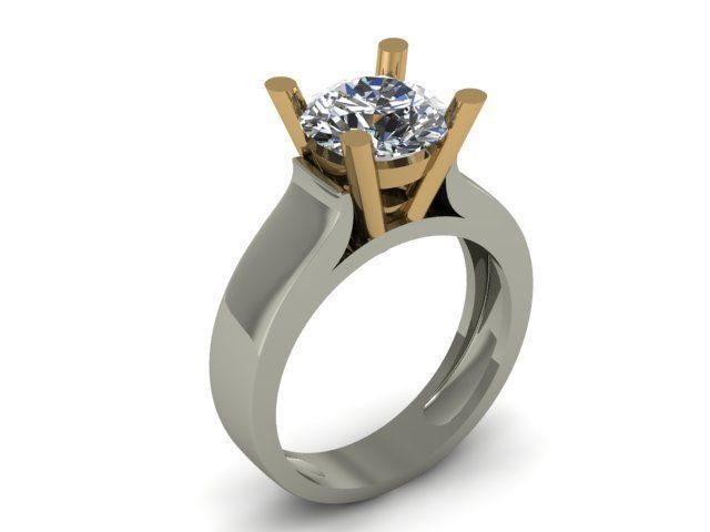 solitair ring for daimonds 3D print model_7
