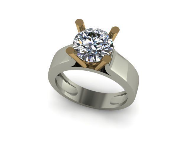solitair ring for daimonds 3D print model_5