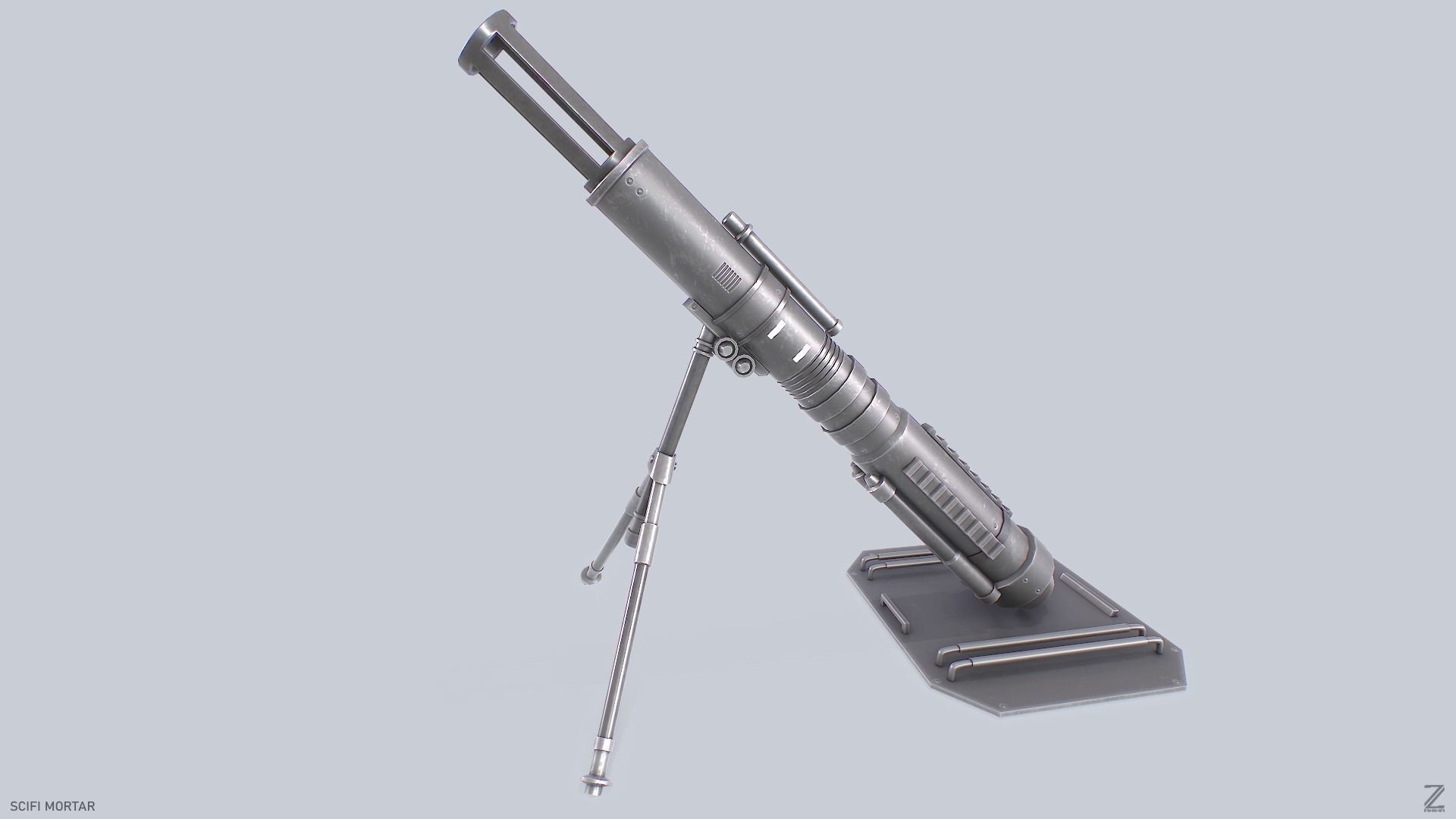 Sci fi mortar Low-poly 3D model_4