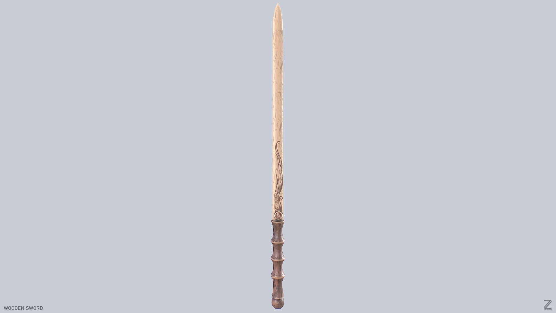 Wooden sword Low-poly 3D model_8