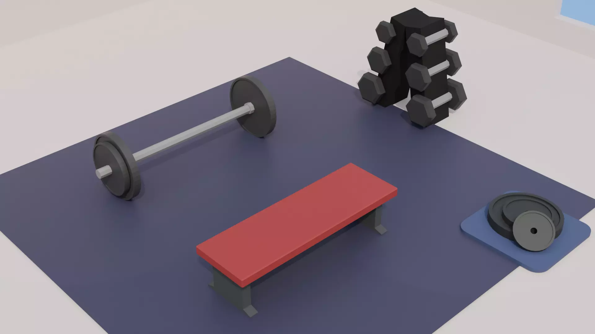 Minimalistic model of gym equipment Low-poly 3D model