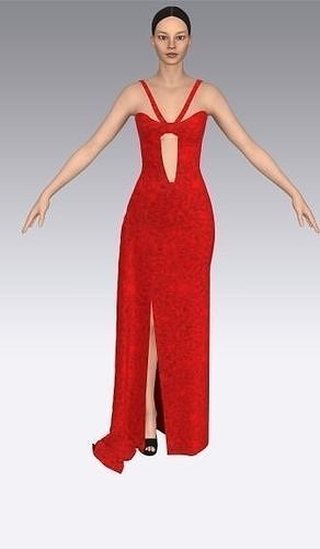 Dress red and vual front  Low-poly 3D model
