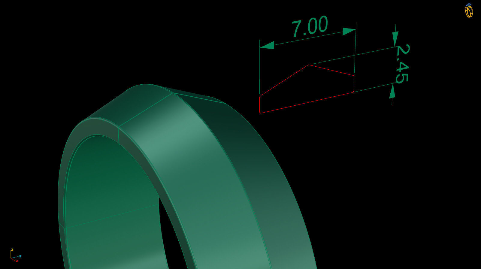 Apex profile Wedding Ring 7 mm Wide US Sizes 3D print model_11
