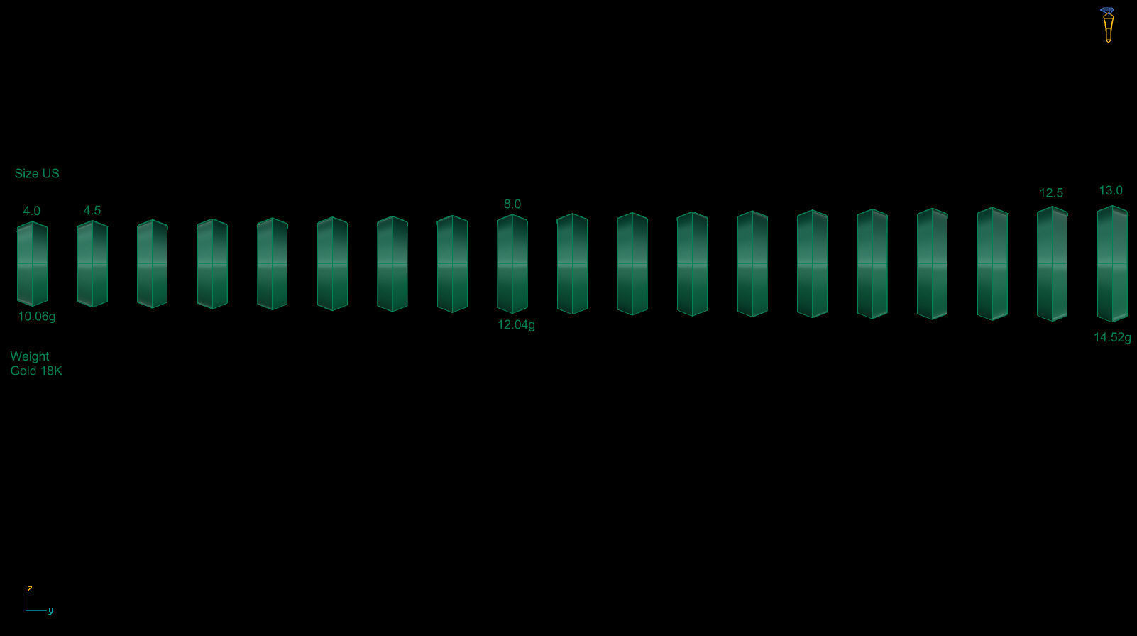 Apex profile Wedding Ring 7 mm Wide US Sizes 3D print model_16