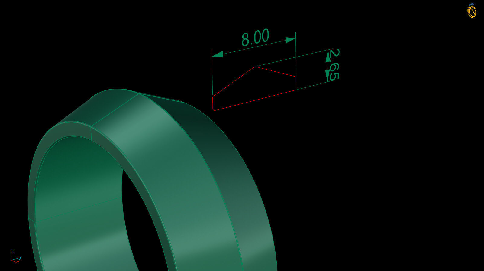 Apex profile Wedding Ring 8 mm Wide US Sizes 3D print model_11