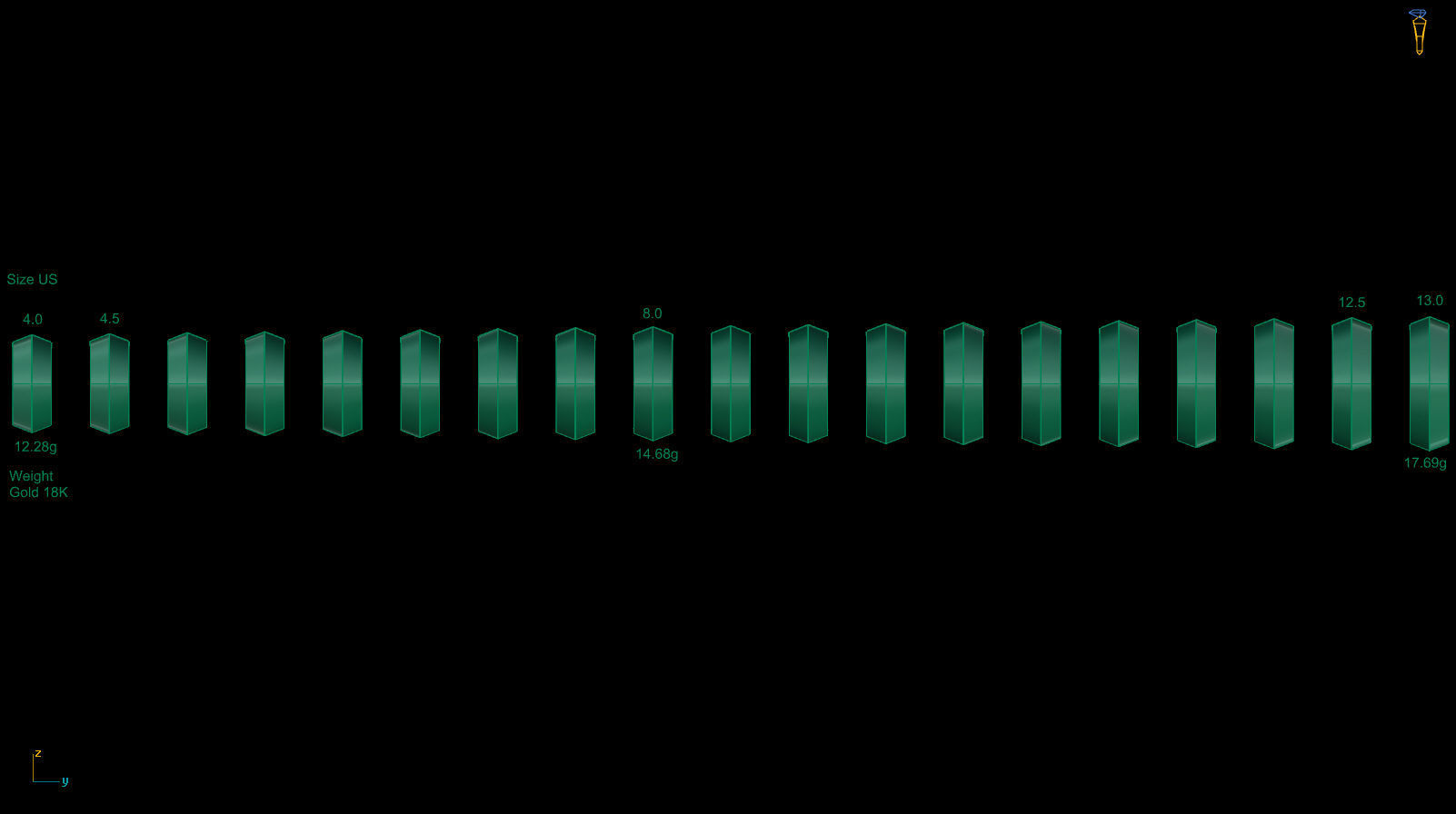 Apex profile Wedding Ring 8 mm Wide US Sizes 3D print model_16