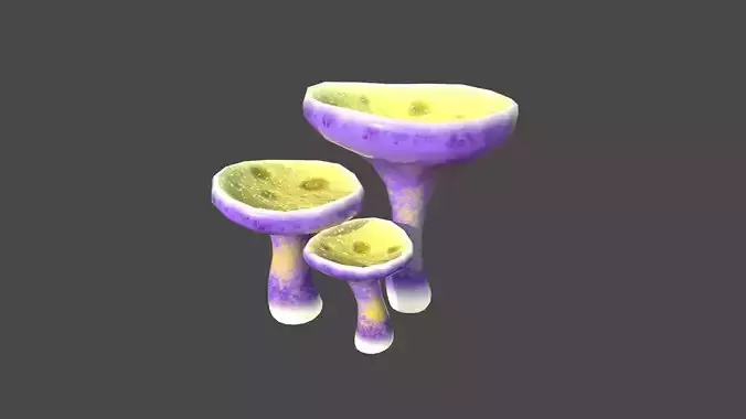 Fantasy Mushroom J08 Purple Yellow - Scene Backdrop Design Low-poly 3D model