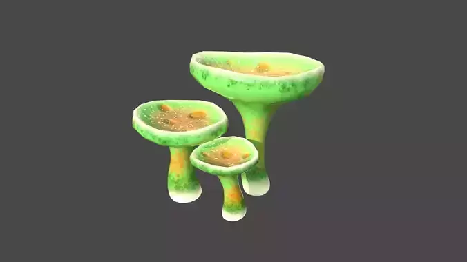 Fantasy Mushroom J09 Green Orange - Scene Backdrop Design Low-poly 3D model