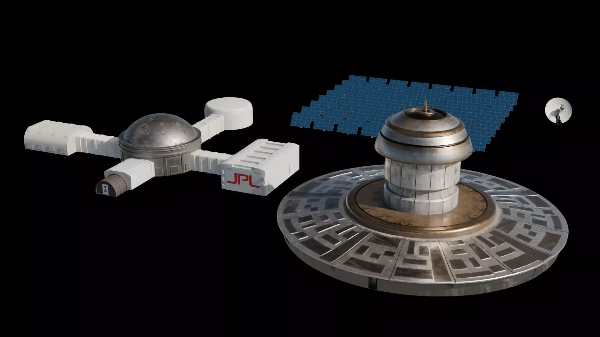 Martian base 3D models Low-poly 3D model_0