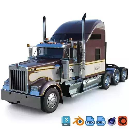 Kenworth W900 Sleeper Low-poly 3D model