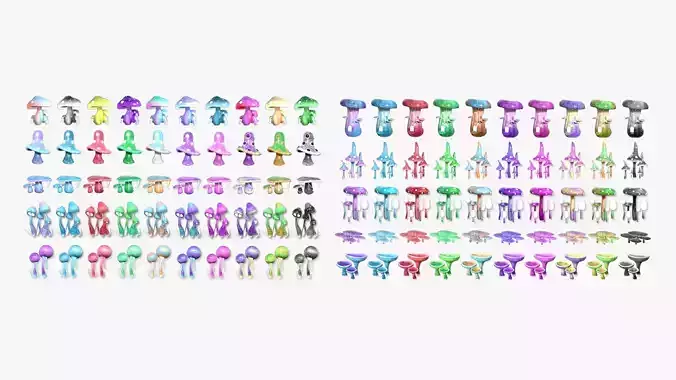 100 Fantasy Mushrooms Super Collection - Scene Backdrop Design 