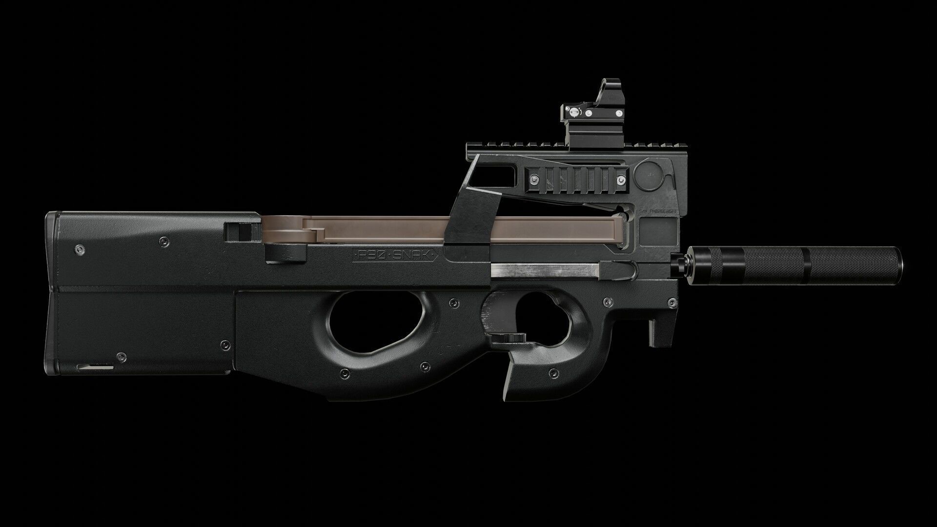 P90 - game asset Low-poly 3D model_8