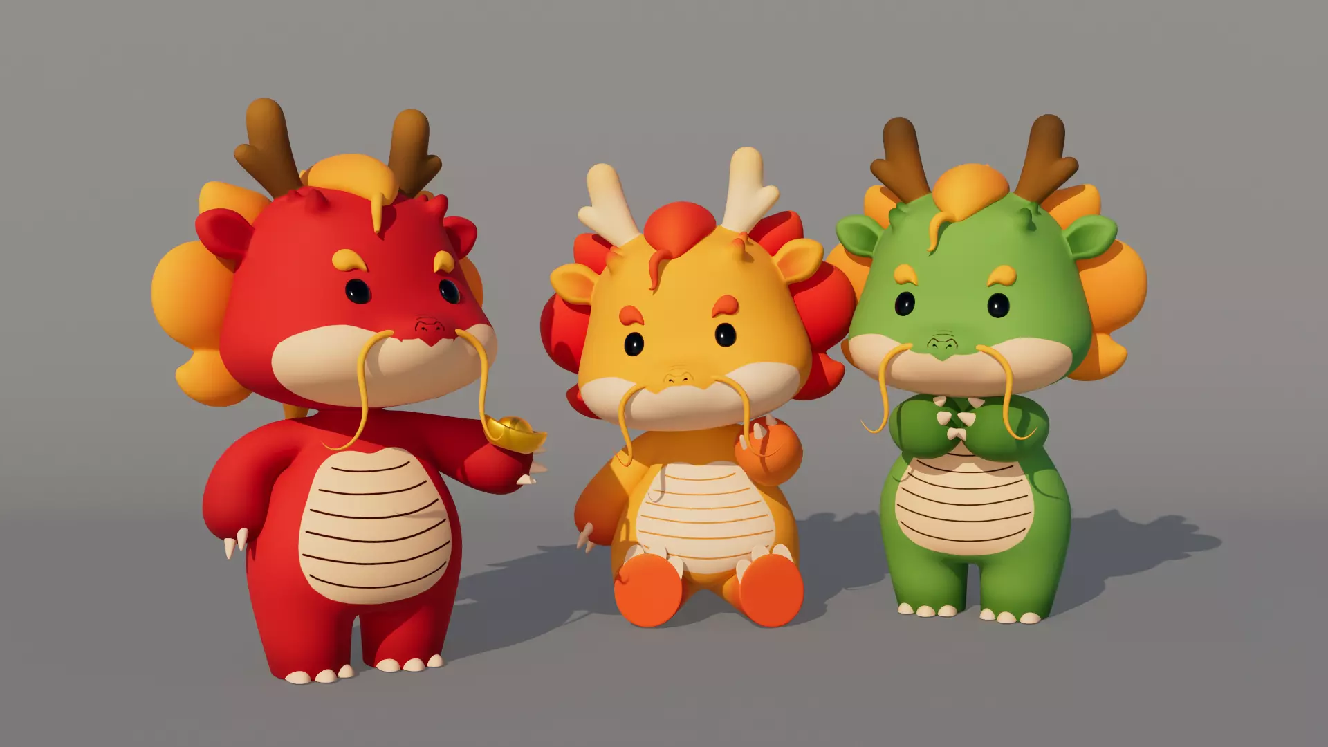 Rigged Cartoon Dragon Low-poly 3D model