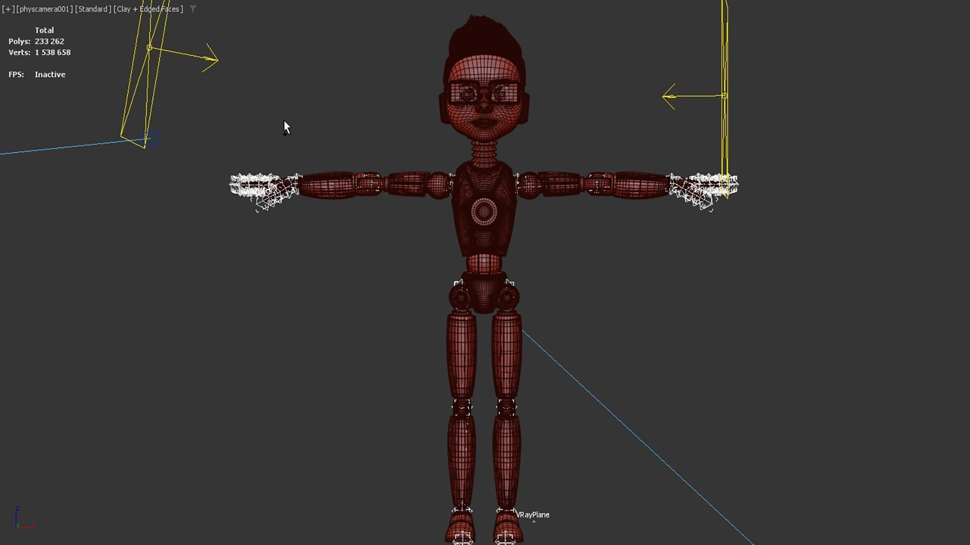 Robot Kid Vray Animated rigged model with hair Low-poly 3D model_10