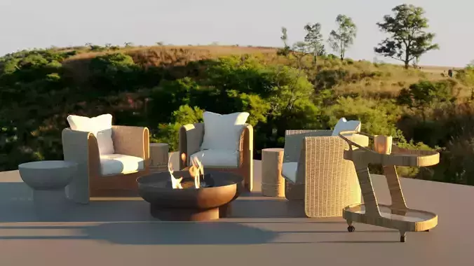 Outdoor Furniture and Fire Pit 3D model