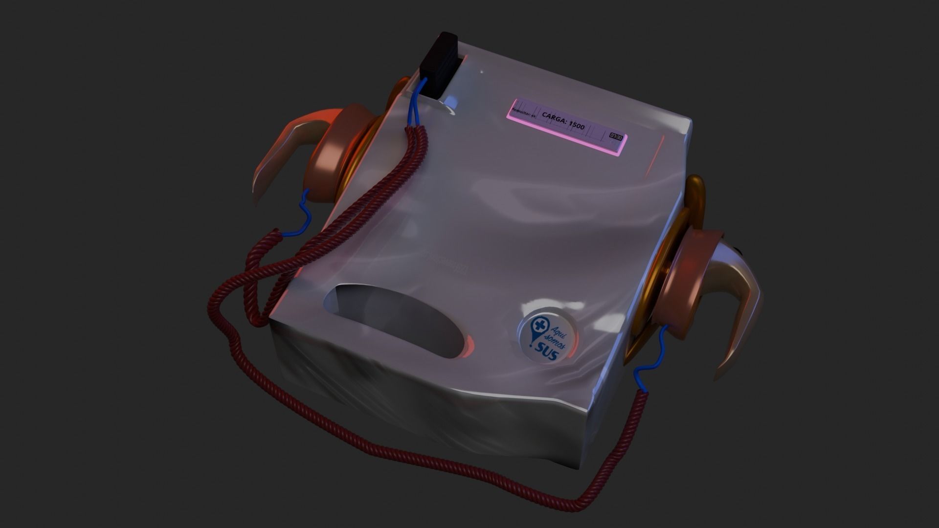 Cardiac Defibrillator Low-poly 3D model_1