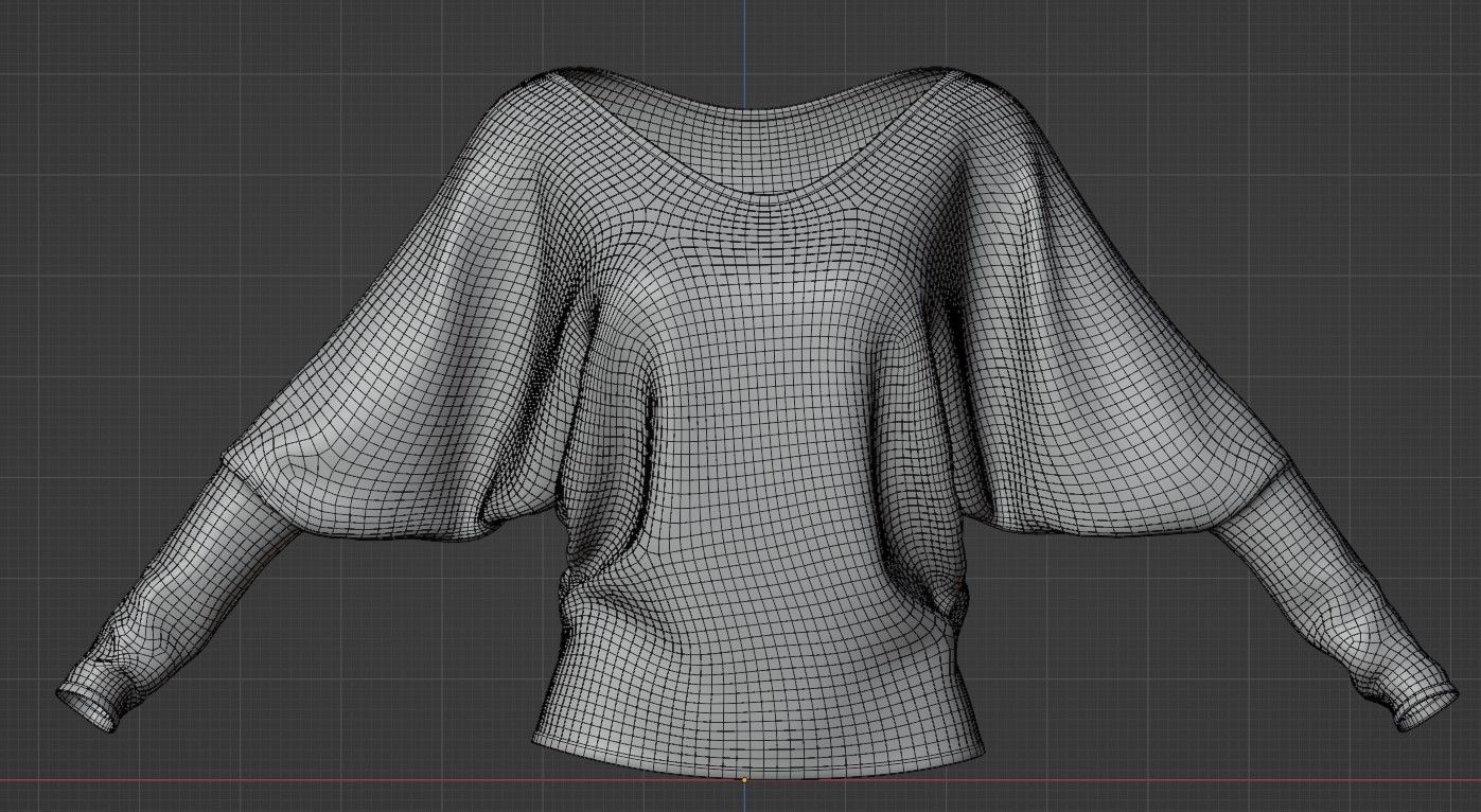 Dolman Sleeve Top 3D model_20