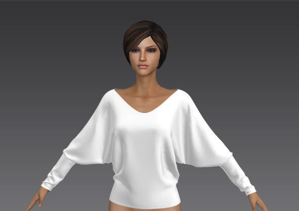 Dolman Sleeve Top 3D model_9