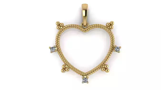 Twisted Cable Heart Pendant with Diamonds