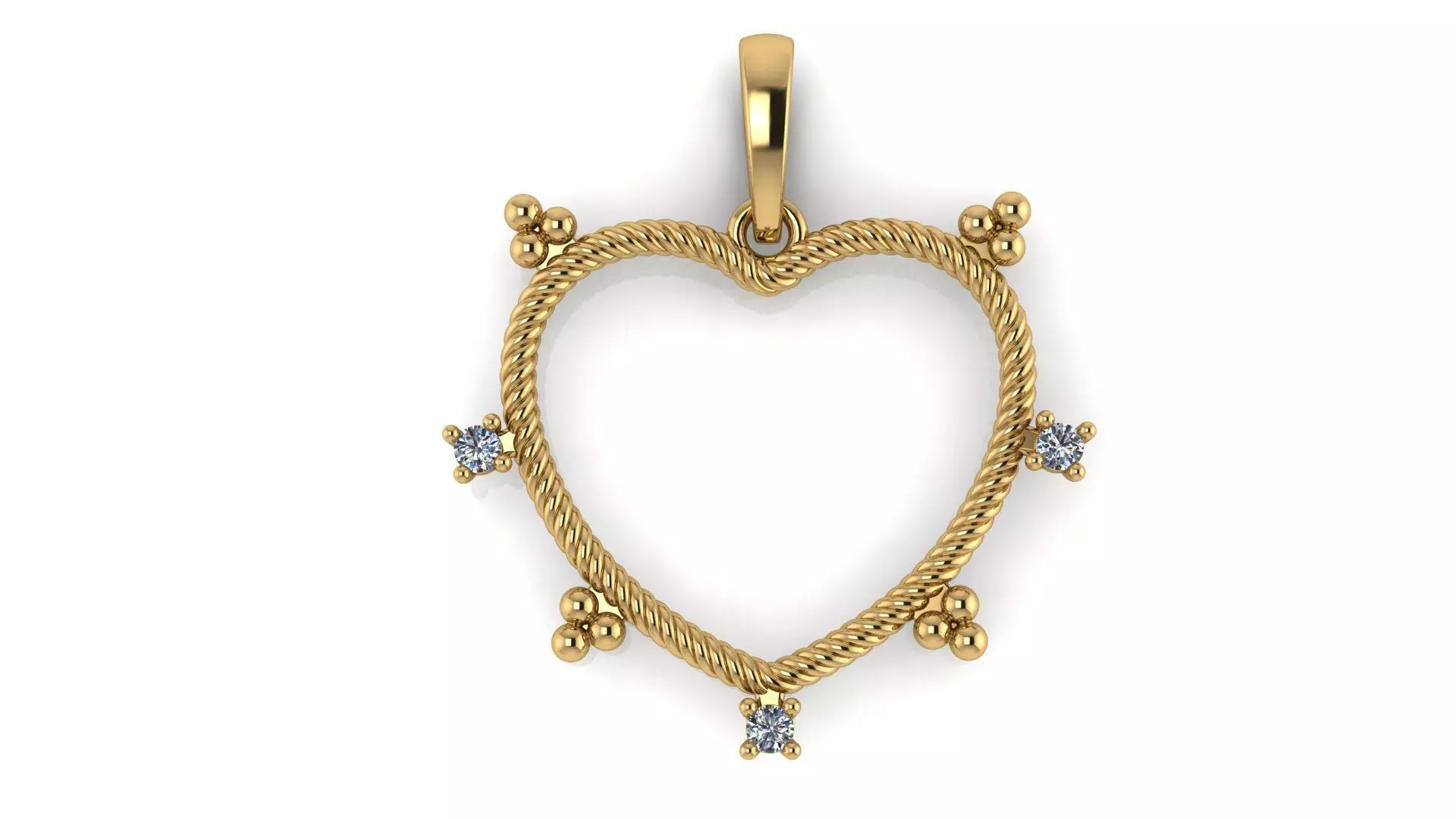 Twisted Cable Heart Pendant with Diamonds 3D print model