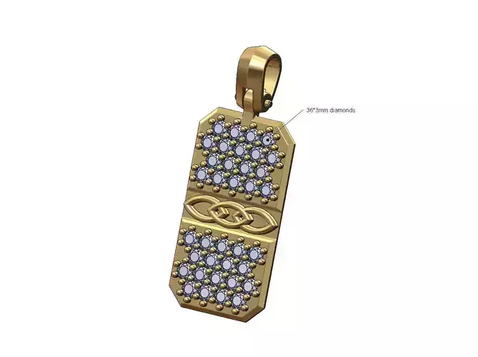 Celtic arshes diamond rectangular dogtag pendant