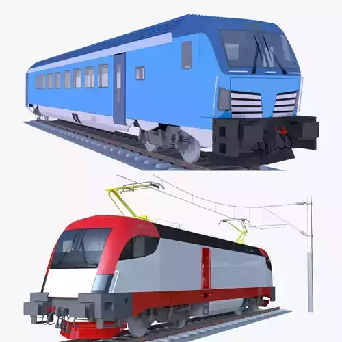 Siemens locomotive and driving coach 3D Model Collection