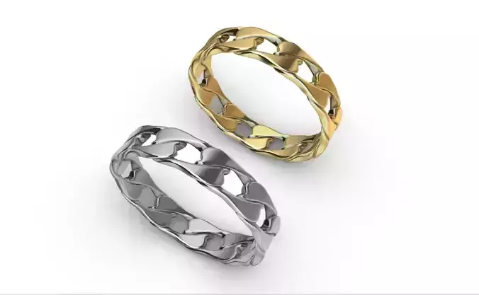 Cuban Link Chain Ring Anel 5mm wide 3D print model