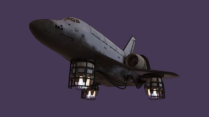 Shuttle DiselPunk Low-poly 3D model