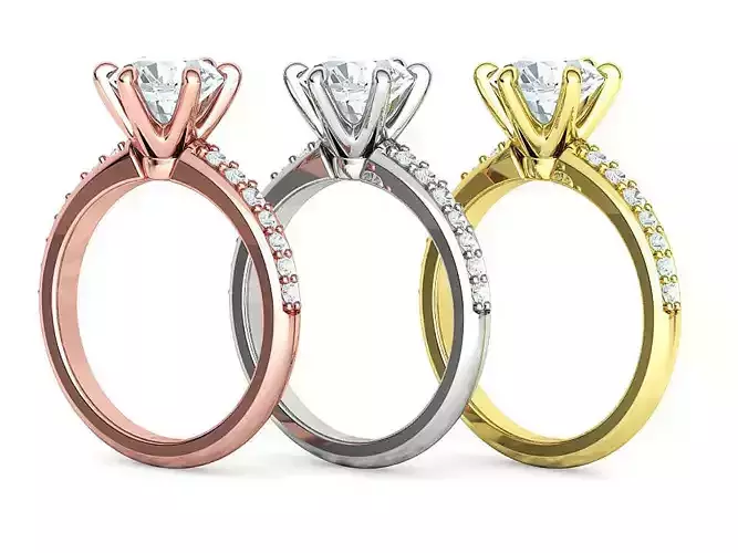 Engagement Solitaire Ring 6claw setting 1p5 CT stone 3D print model
