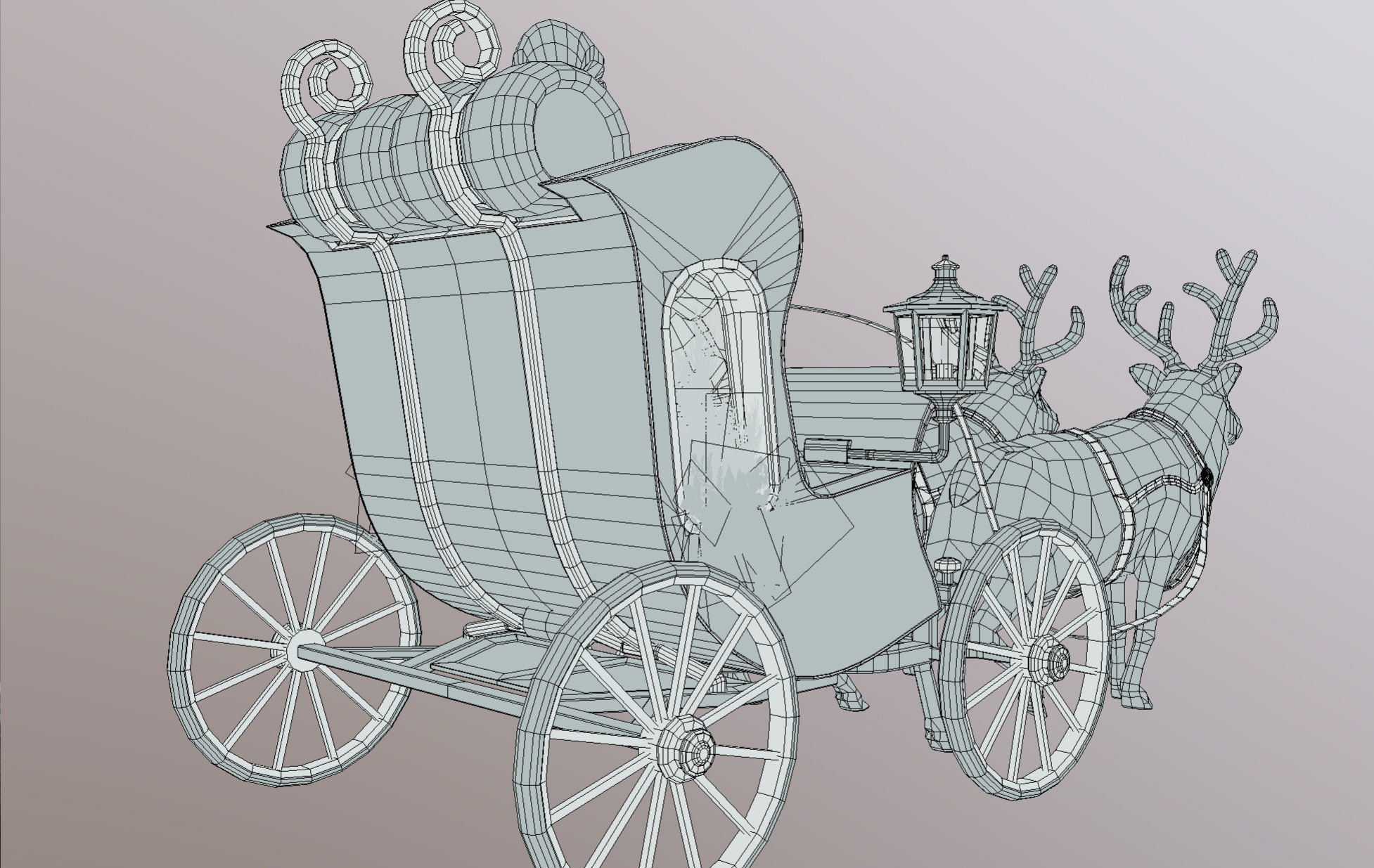 Lowpoly Santa Reindeer Set Low-poly 3D model_4