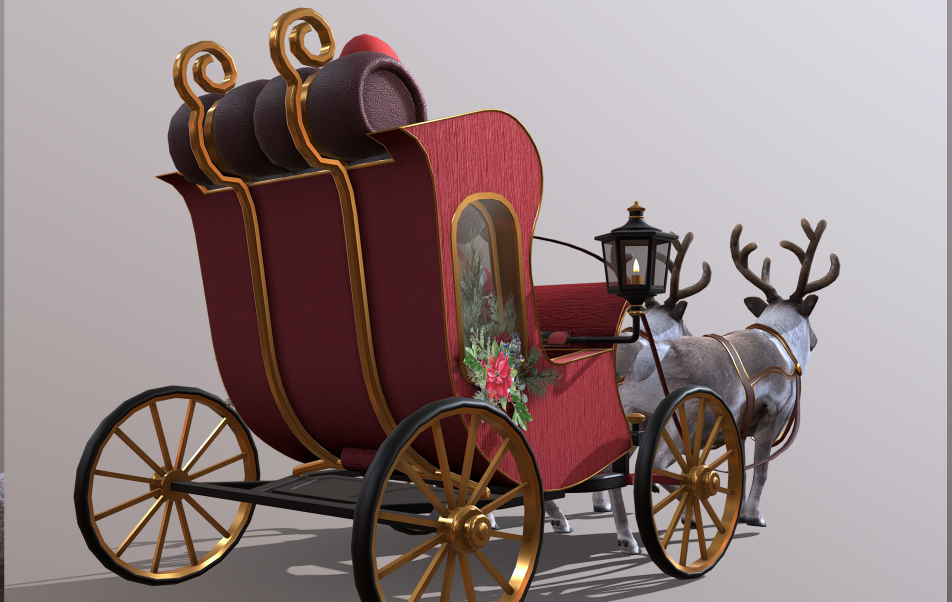 Lowpoly Santa Reindeer Set Low-poly 3D model_1